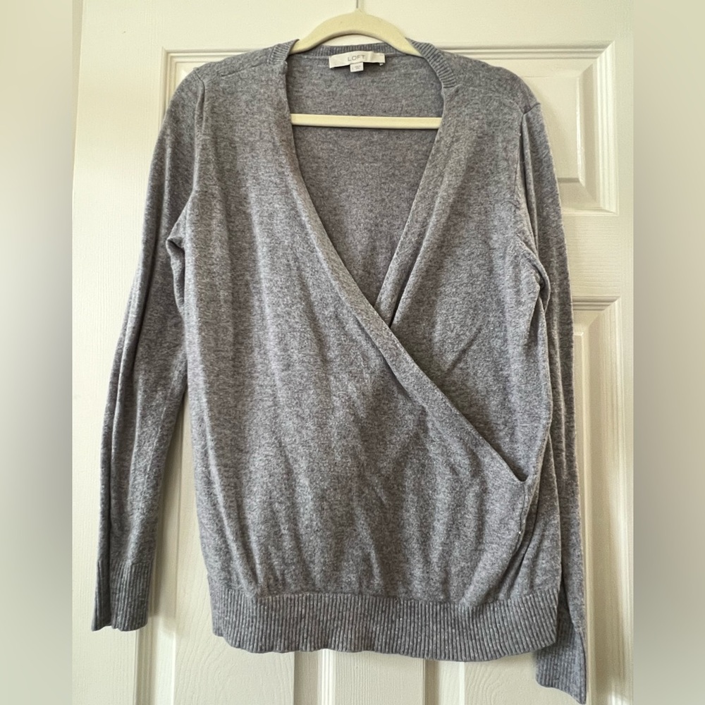 Wrap front v neck sweater from Loft.